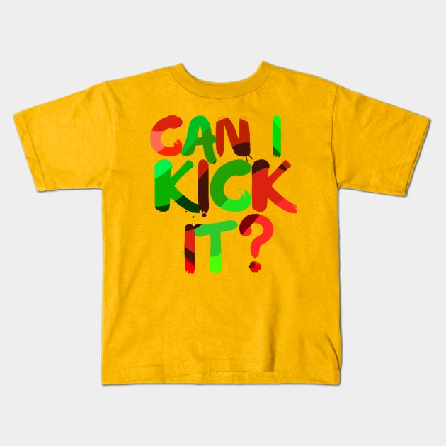 Can I Kick It - Retro Kids T-Shirt by tioooo